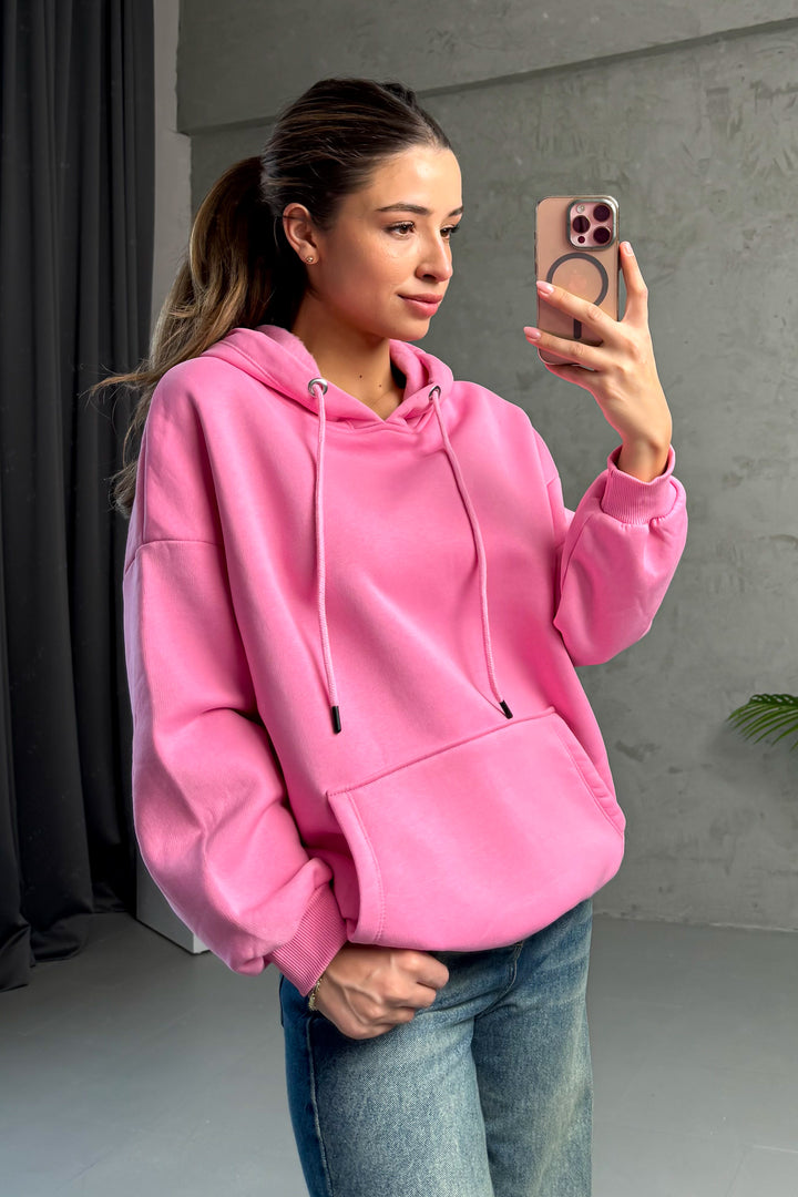 MPL Kadın Kapüşonlu Kanguru Cep 3 İp Sweat 21615 - Pisa