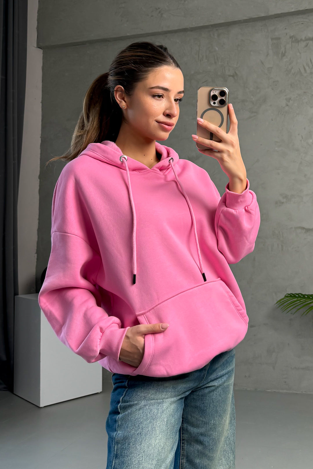 MPL Kadın Kapüşonlu Kanguru Cep 3 İp Sweat 21615 - Pisa