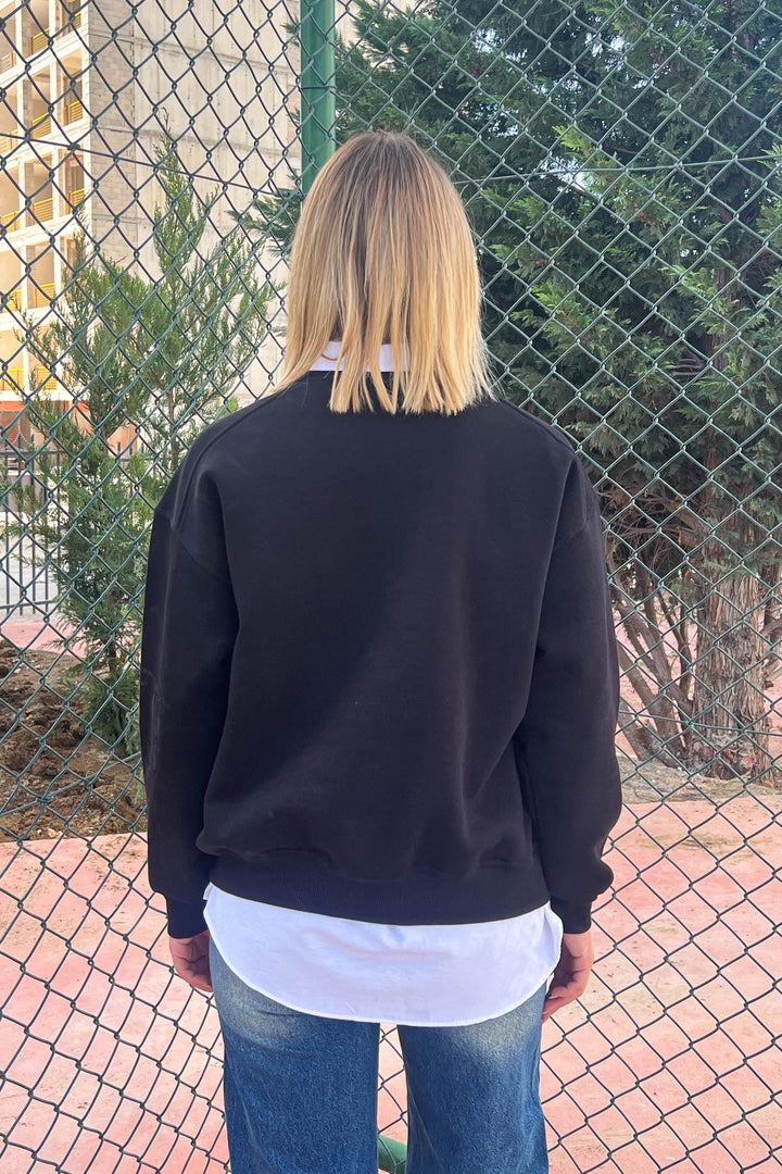 MPL Women's Bicycle Neck Loose Fit 3 Yarn Sweatshirt 21616 - Canicattì