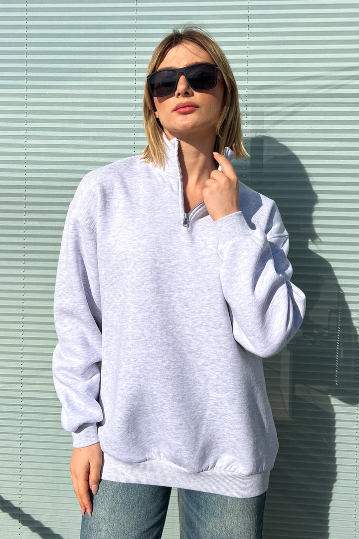 MPL Women's Collar Zippered Comfortable Fit 3 Yarn Sweatshirt 21622 - Vlaardingen