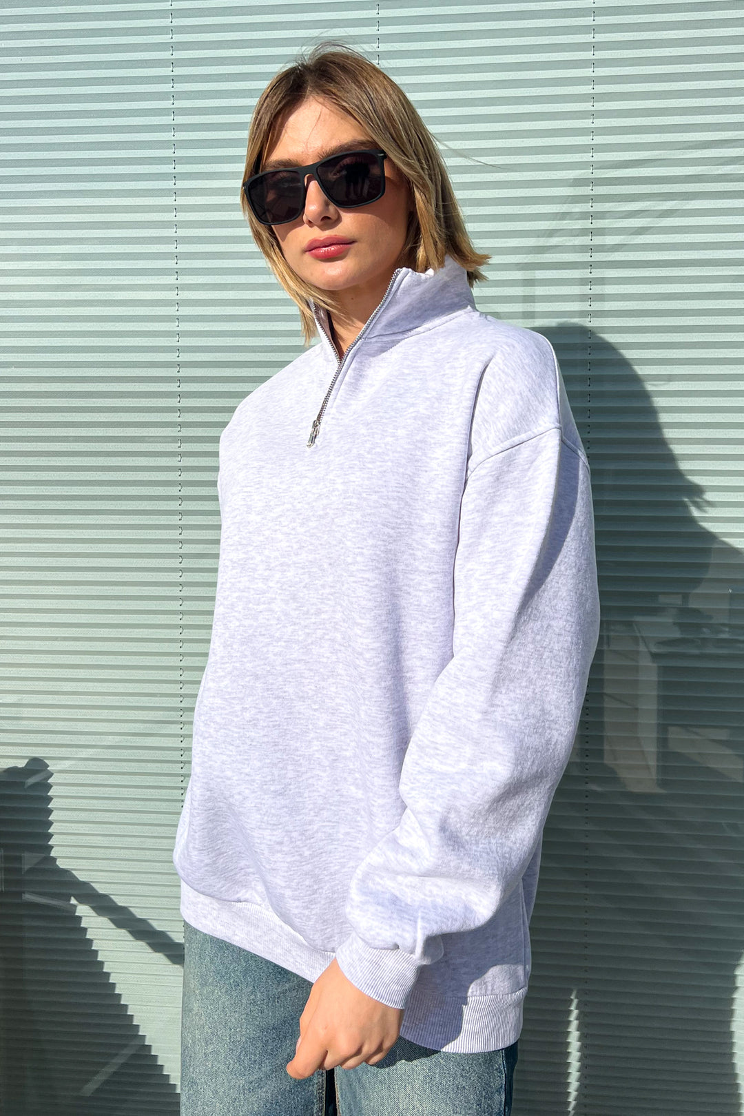 MPL Women's Collar Zippered Comfortable Fit 3 Yarn Sweatshirt 21622 - Vlaardingen