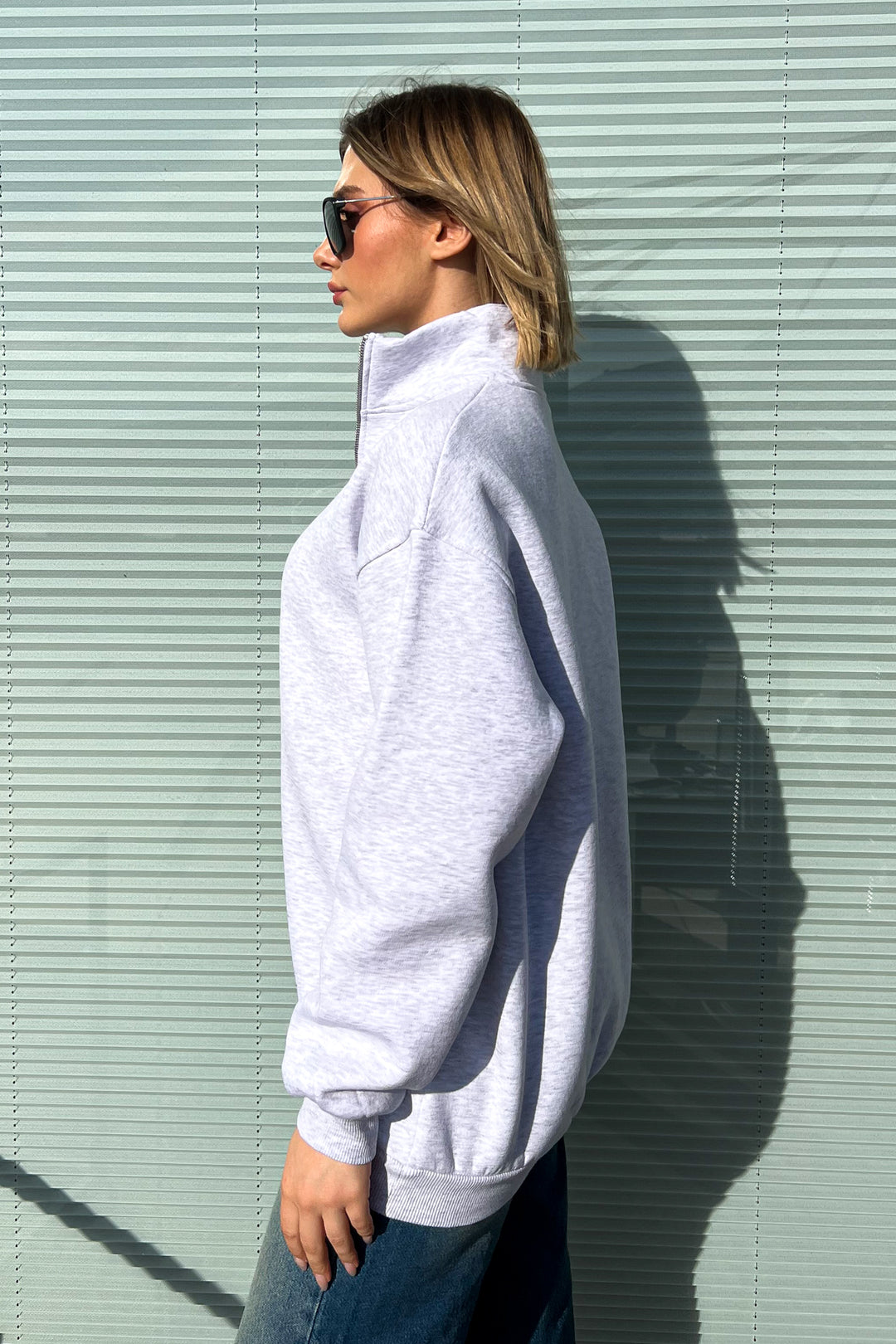 MPL Women's Collar Zippered Comfortable Fit 3 Yarn Sweatshirt 21622 - Vlaardingen