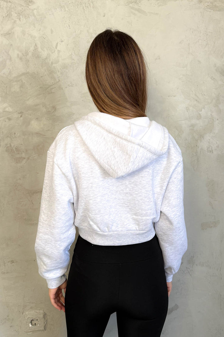 MPL Kadın 3 İp Kapşonlu  Saşaş Kısa Metal Fermuarlı Sweat 21652 - San Francisco del Rincón