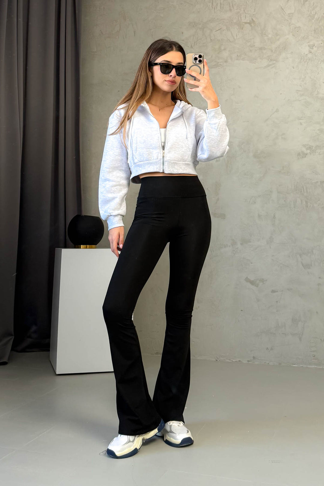 MPL Kadın 3 İp Kapşonlu  Saşaş Kısa Metal Fermuarlı Sweat 21652 - San Francisco del Rincón