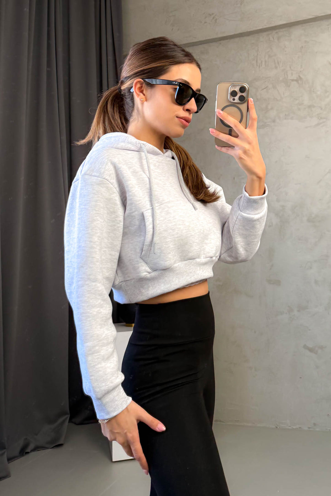 MPL Kadın Kapşonlu 3 İp Crop Sweat 21653 - Bastia