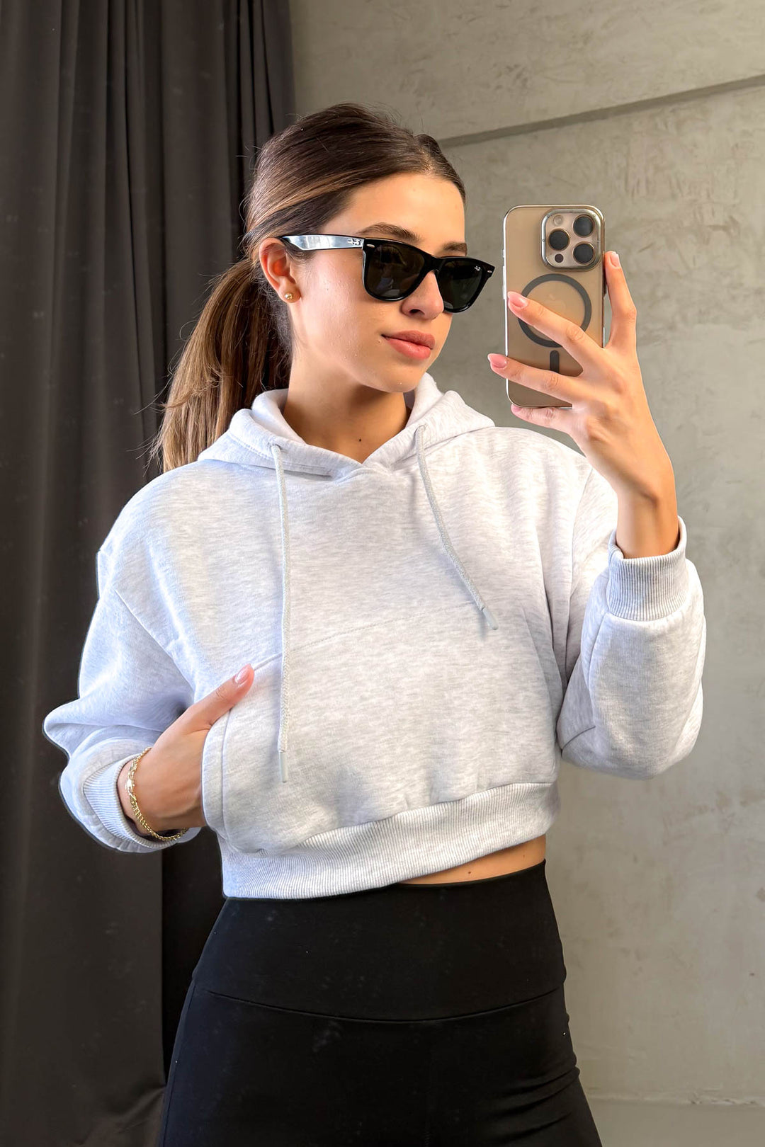 MPL Kadın Kapşonlu 3 İp Crop Sweat 21653 - Bastia