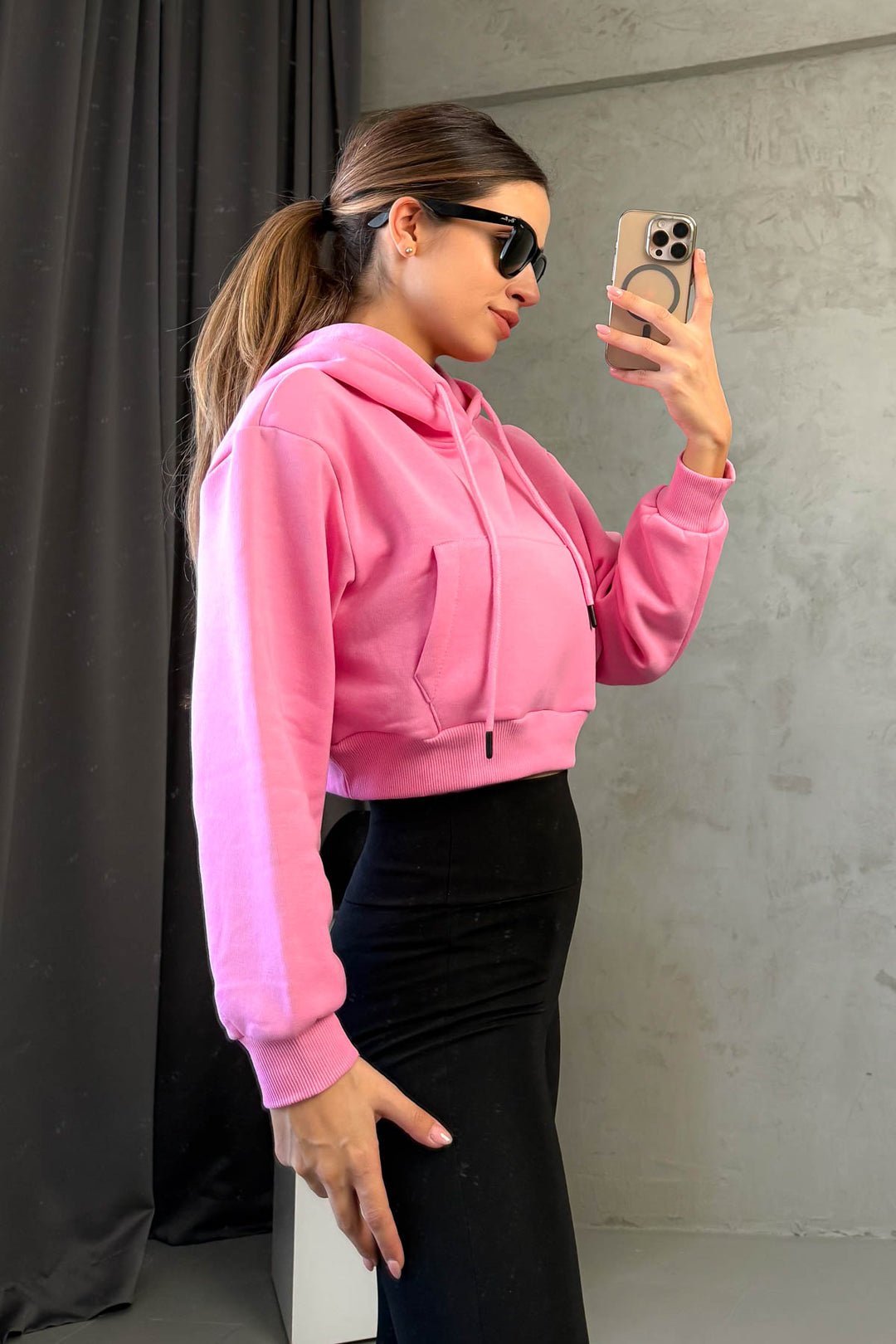 MPL Kadın Kapşonlu 3 İp Crop Sweat 21653 - Oildale