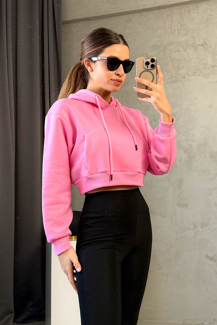 MPL Kadın Kapşonlu 3 İp Crop Sweat 21653 - Oildale