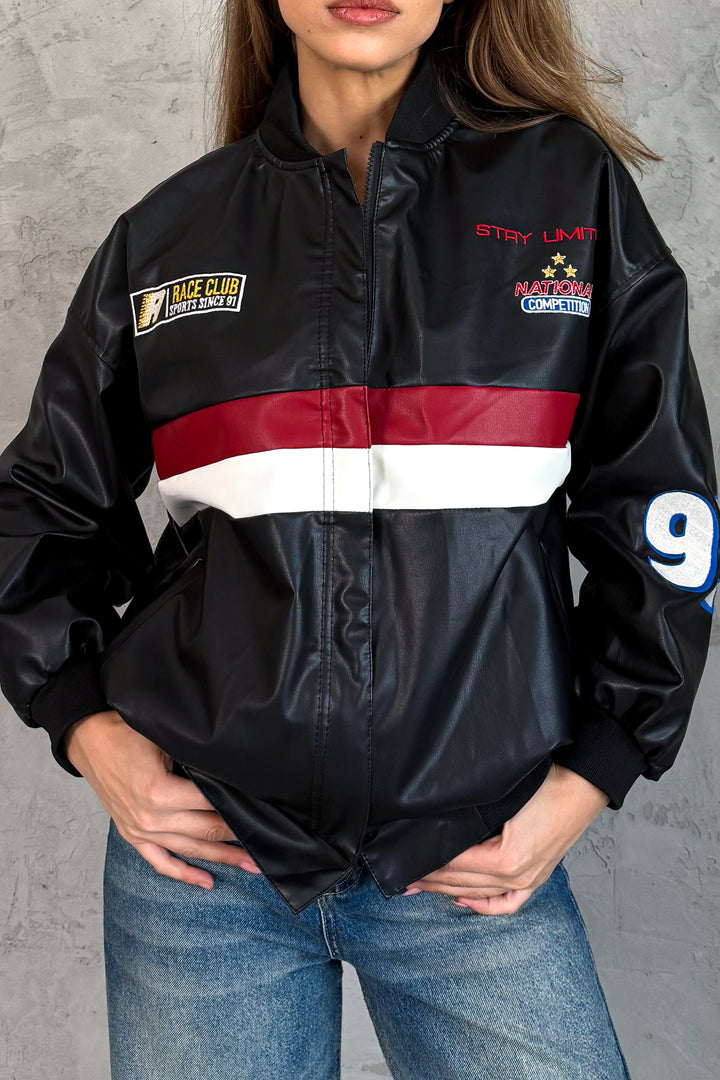 MPL Women's Striped Leather Jacket 1043 - Le Mans