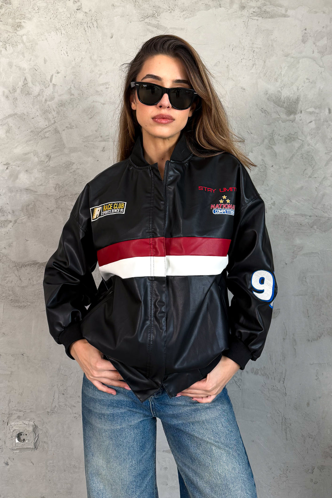 MPL Women's Striped Leather Jacket 1043 - Le Mans