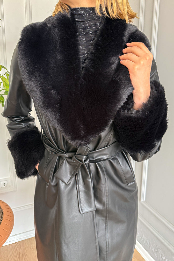MPL Women's Fur Collar Leather Coat 1045 - Kutaisi