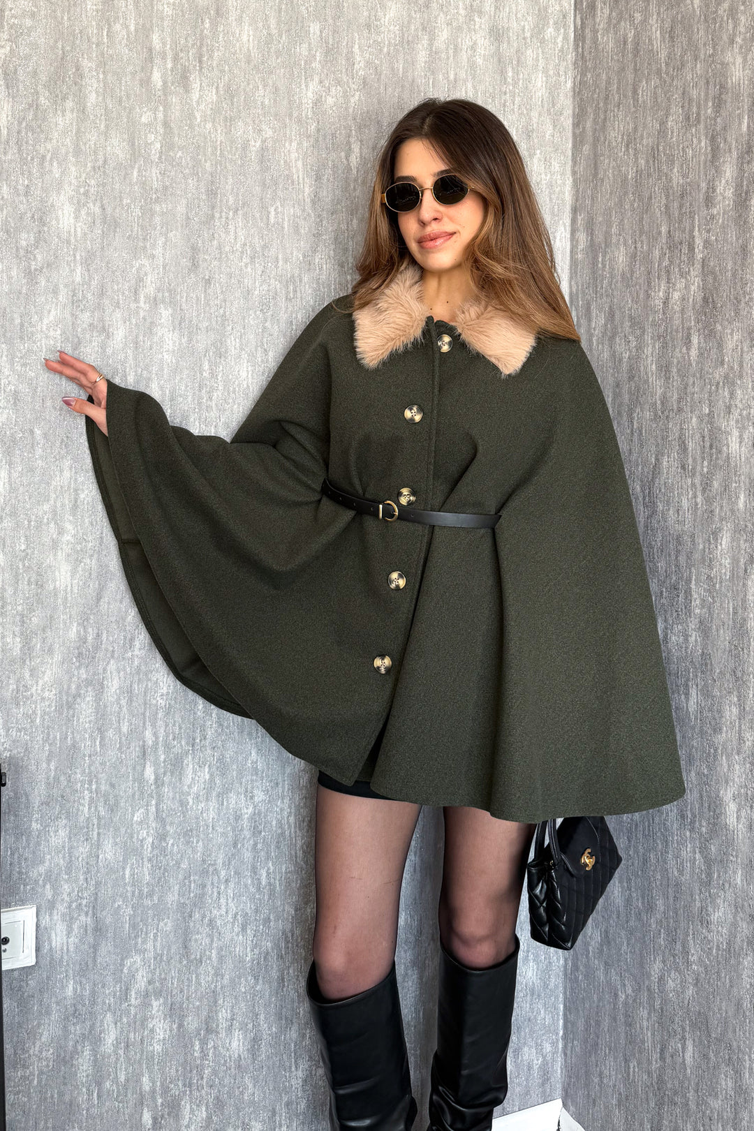 MPL Kadın Yaka Kürklü Panço 9165 - Burlington