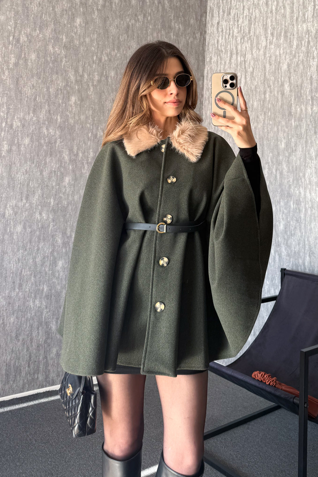MPL Kadın Yaka Kürklü Panço 9165 - Burlington