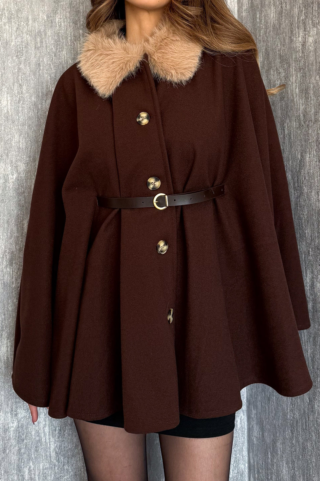 MPL Women's Fur Collar Poncho 9165 - Ermezinde