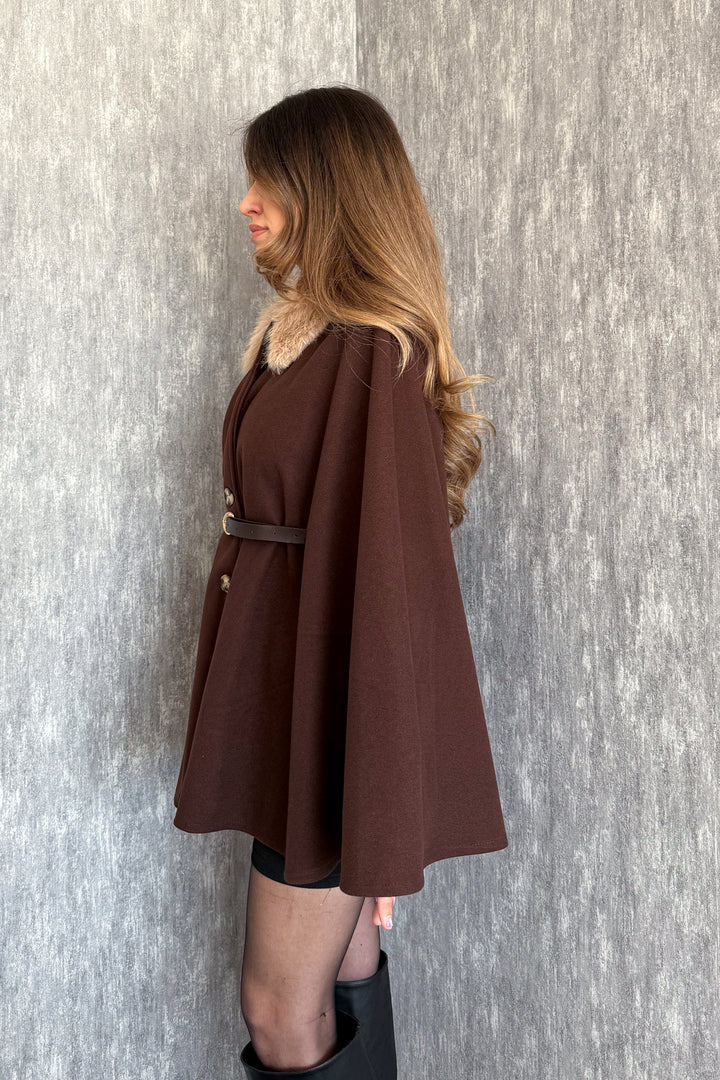 MPL Women's Fur Collar Poncho 9165 - Ermezinde