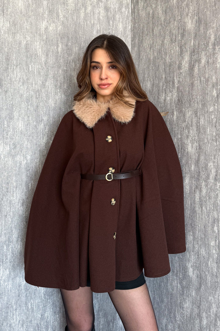 MPL Women's Fur Collar Poncho 9165 - Ermezinde