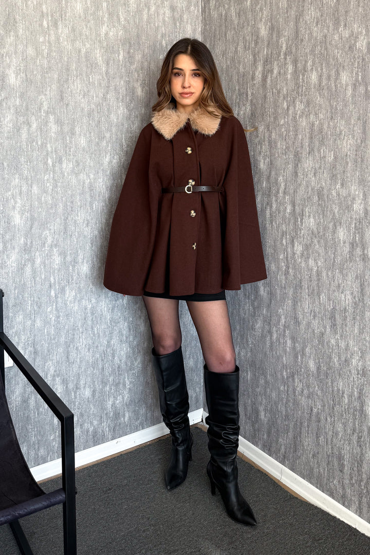 MPL Women's Fur Collar Poncho 9165 - Ermezinde