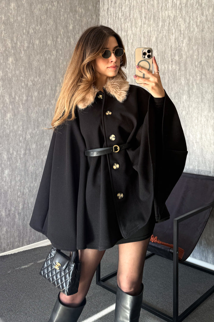 MPL Kadın Yaka Kürklü Panço 9165 - Alenquer