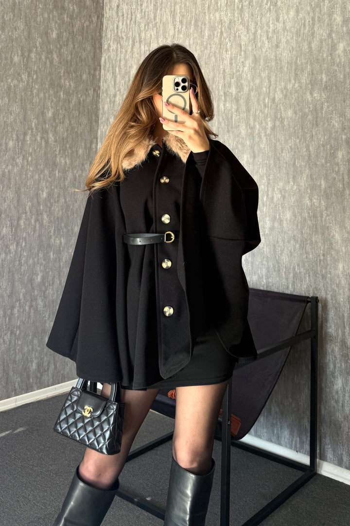 MPL Kadın Yaka Kürklü Panço 9165 - Alenquer