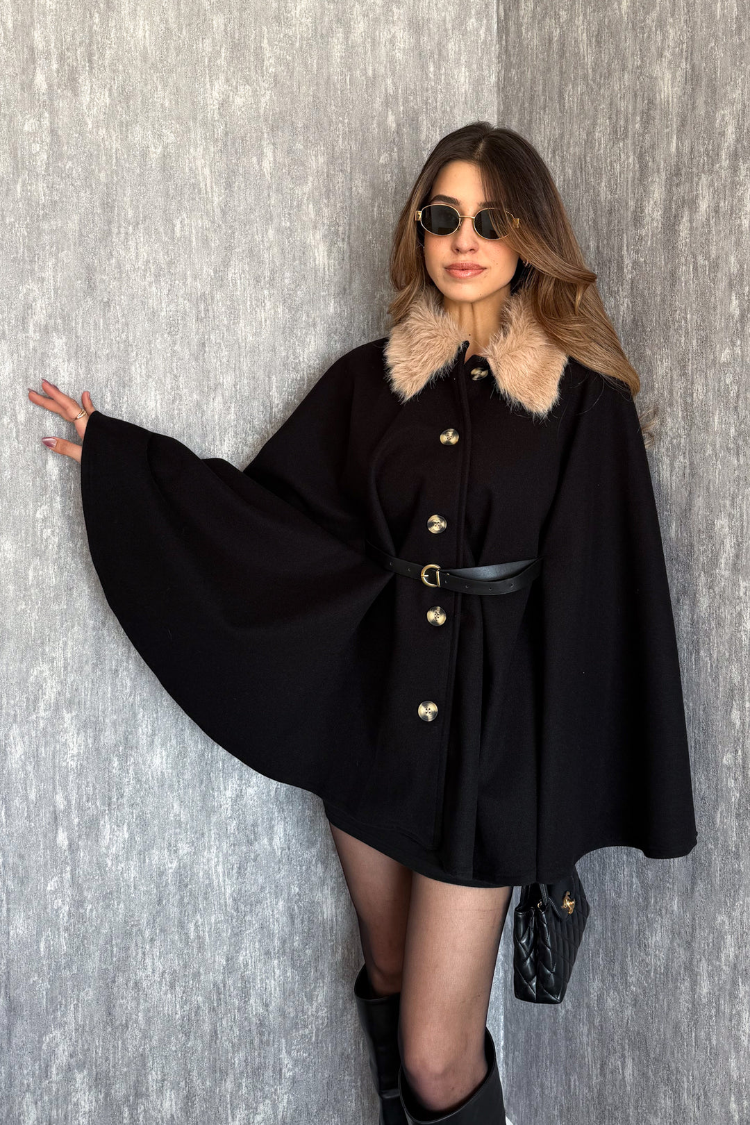 MPL Kadın Yaka Kürklü Panço 9165 - Alenquer