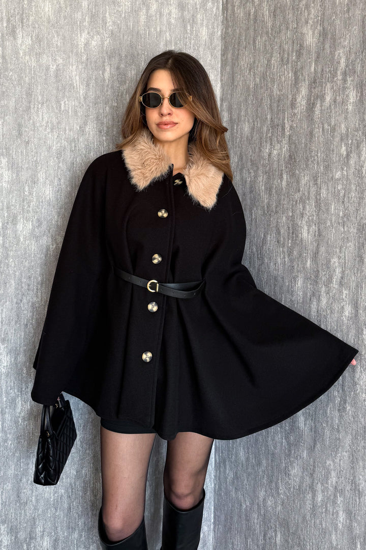 MPL Kadın Yaka Kürklü Panço 9165 - Alenquer