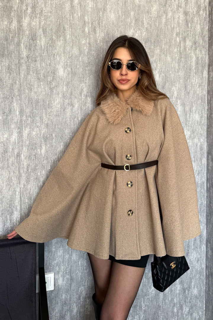 MPL Women's Fur Collar Poncho 9165 - Braine-l’Alleud