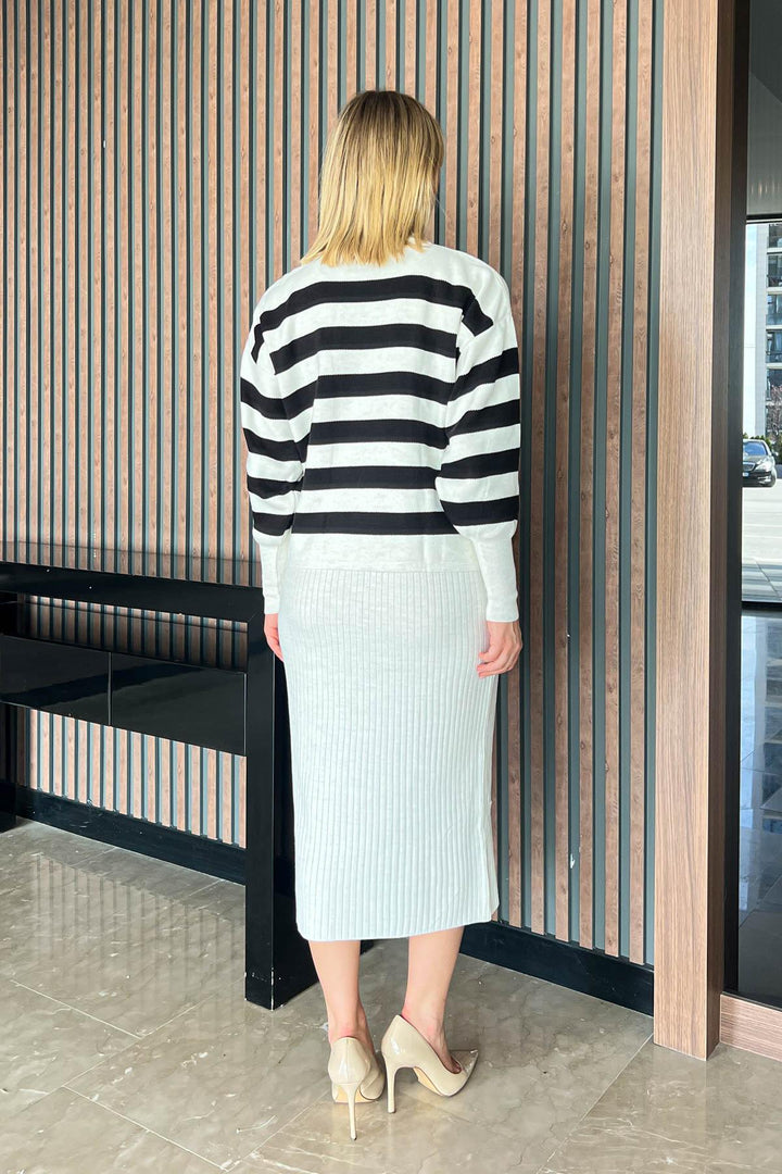 MPL Women's Striped Knit Dress-Sweater Set 1364 - Bolingbrook