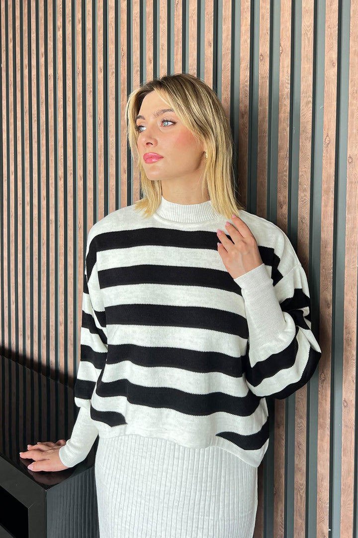 MPL Women's Striped Knit Dress-Sweater Set 1364 - Bolingbrook