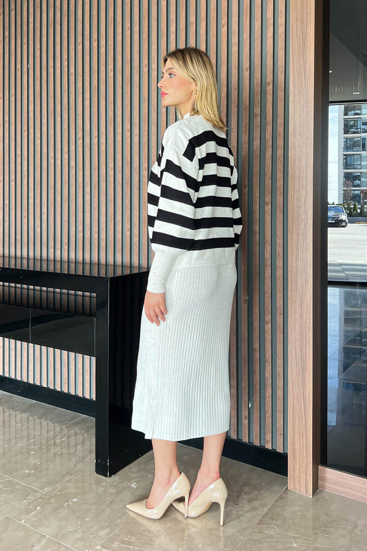 MPL Women's Striped Knit Dress-Sweater Set 1364 - Bolingbrook
