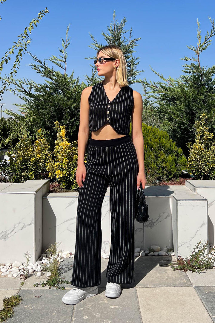 MPL Women's Striped Sweater-Vest and Pants Set 4017 - Rialto