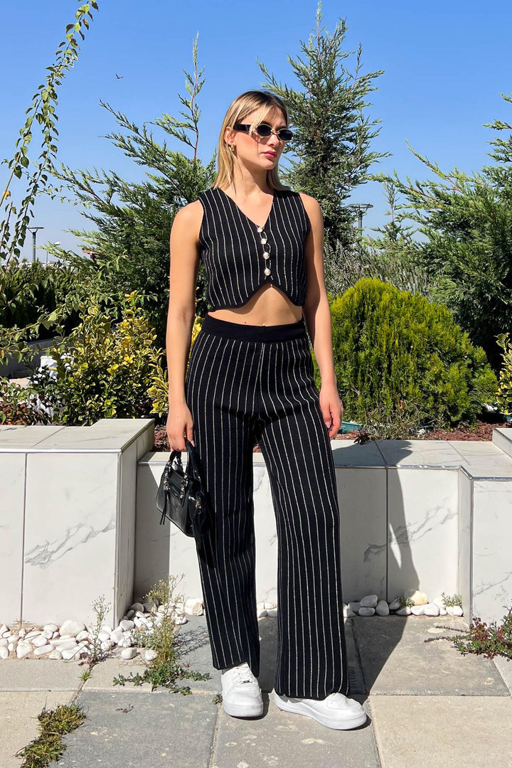 MPL Women's Striped Sweater-Vest and Pants Set 4017 - Rialto