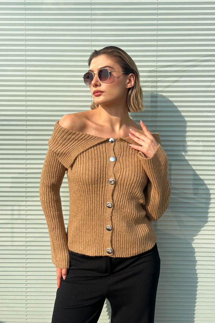 MPL Woman's Cardigan with Shawl Collar and Metal Buttons 6222024 - Catonsville