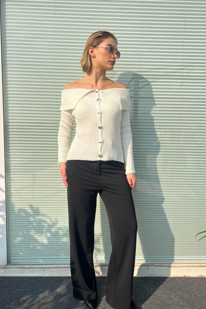 MPL Woman's Cardigan with Shawl Collar and Metal Buttons 6222024 - Evere