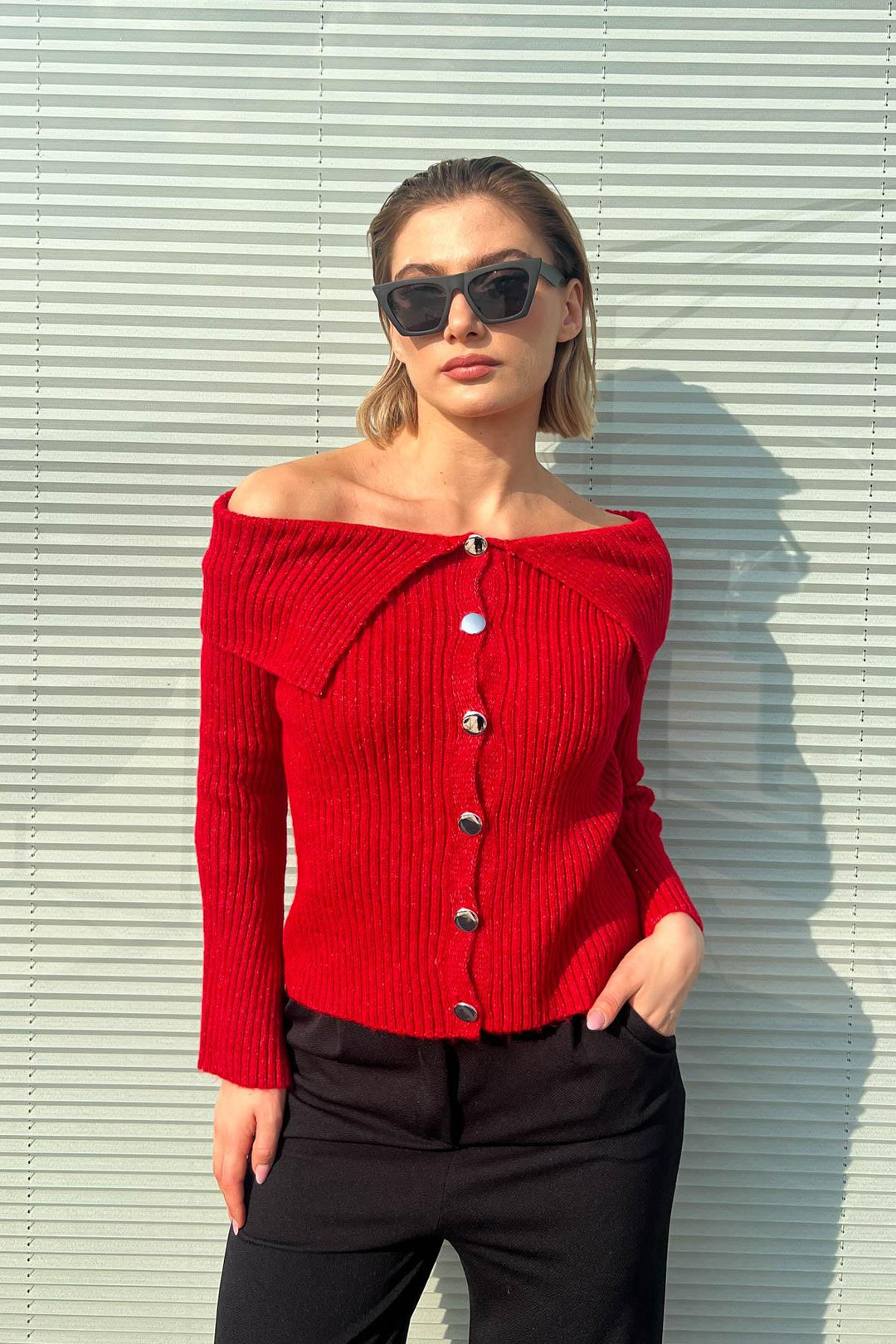 MPL Woman's Cardigan with Shawl Collar and Metal Buttons 6222024 - Néa Smýrni