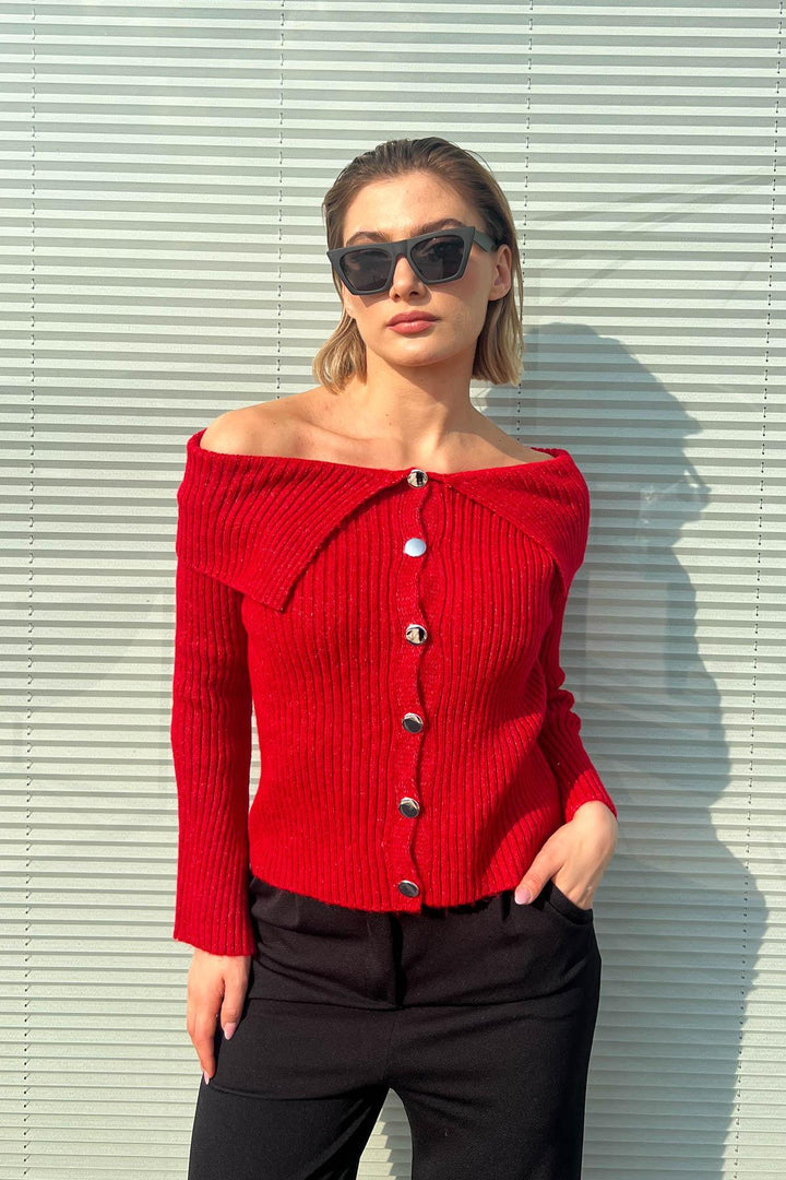 MPL Woman's Cardigan with Shawl Collar and Metal Buttons 6222024 - Néa Smýrni