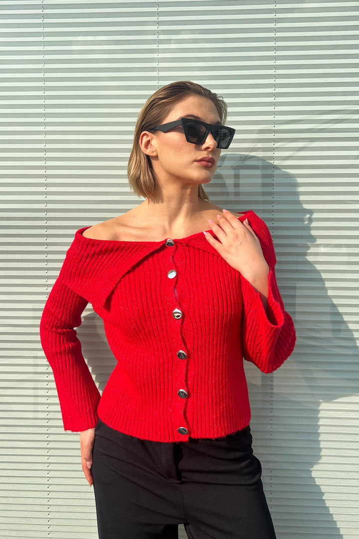 MPL Woman's Cardigan with Shawl Collar and Metal Buttons 6222024 - Néa Smýrni
