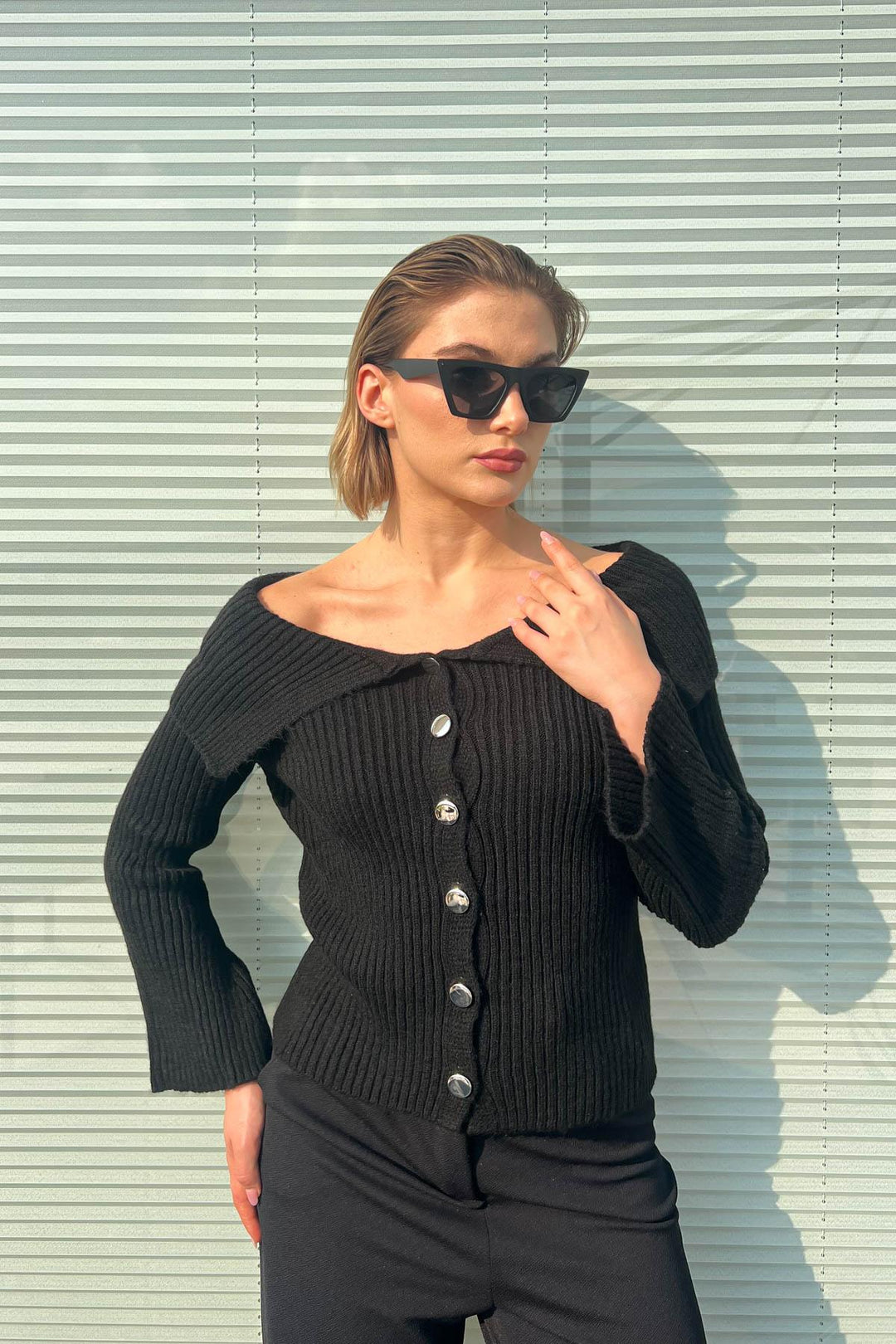 MPL Women's Cardigan with Shawl Collar and Metal Buttons 6222024 - Pleasant Grove