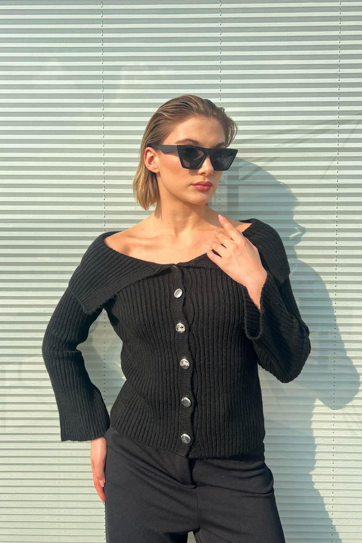 MPL Women's Cardigan with Shawl Collar and Metal Buttons 6222024 - Pleasant Grove