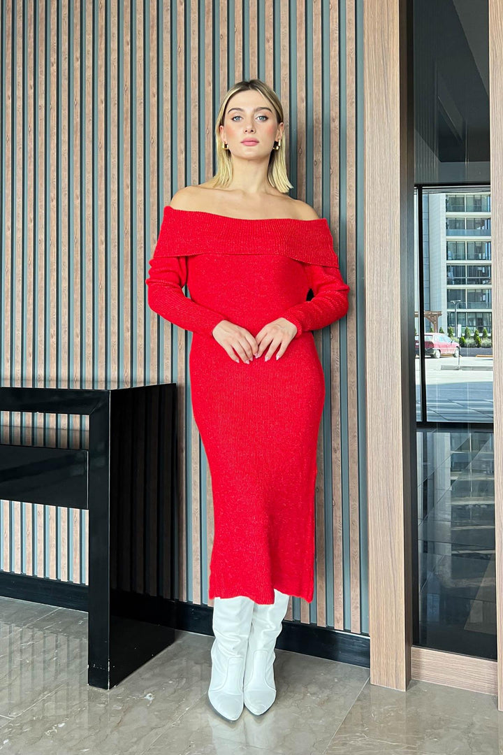 MPL Woman Madonna Collar Long Knit Dress 6224177 - Pinsk