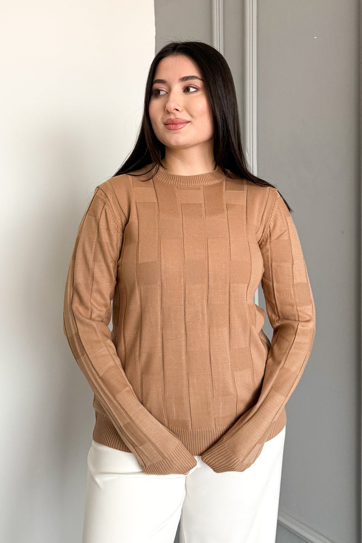 MPL Kadın Kare Desenli Kazak 4937 - Eastbourne