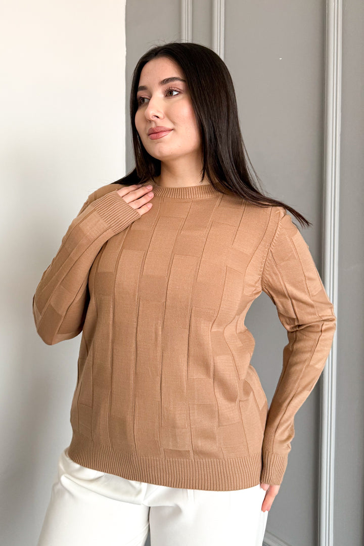 MPL Kadın Kare Desenli Kazak 4937 - Eastbourne