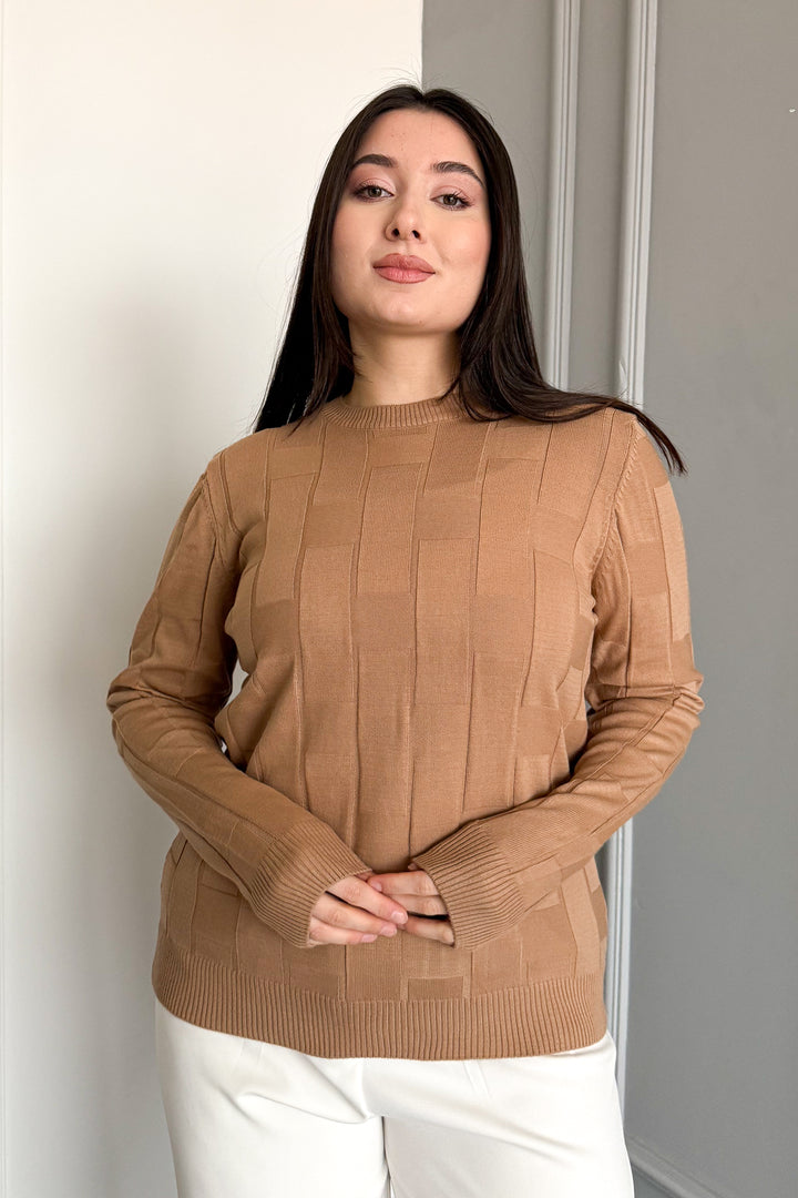 MPL Kadın Kare Desenli Kazak 4937 - Eastbourne