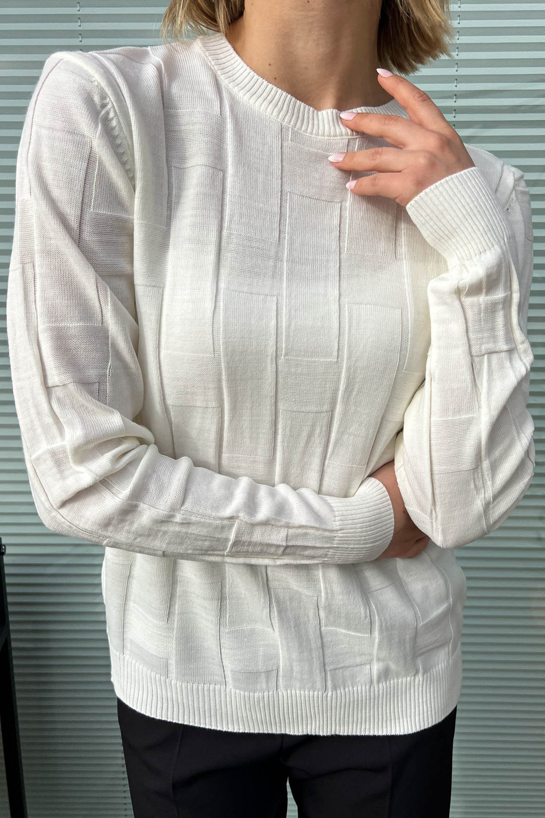MPL Woman Square Patterned Sweater 4937 - Lluchmayor