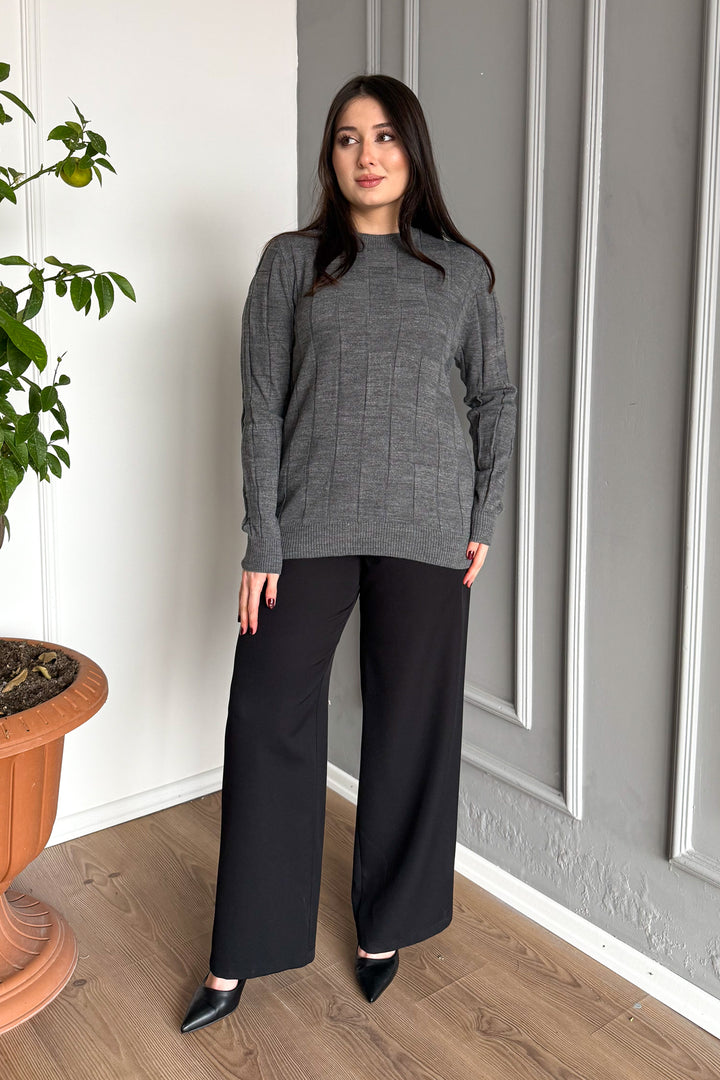 MPL Kadın Kare Desenli Kazak 4937 - Burleson