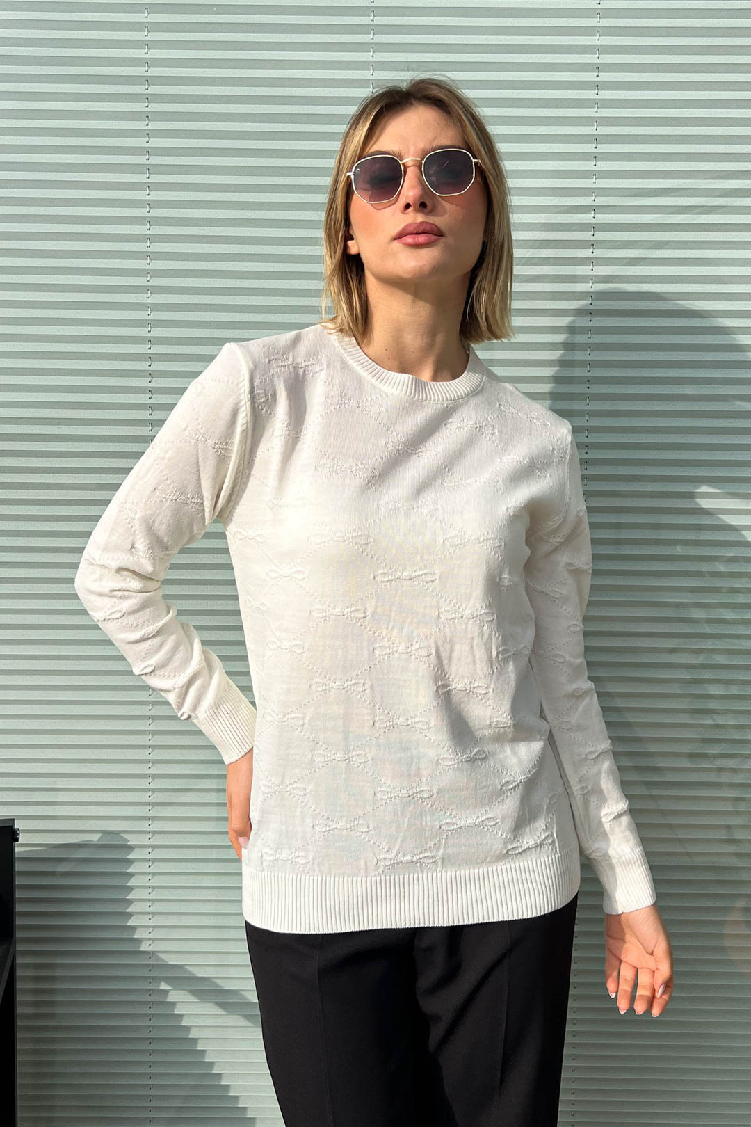 MPL Woman Bow Patterned Sweater 5192 - North Bergen
