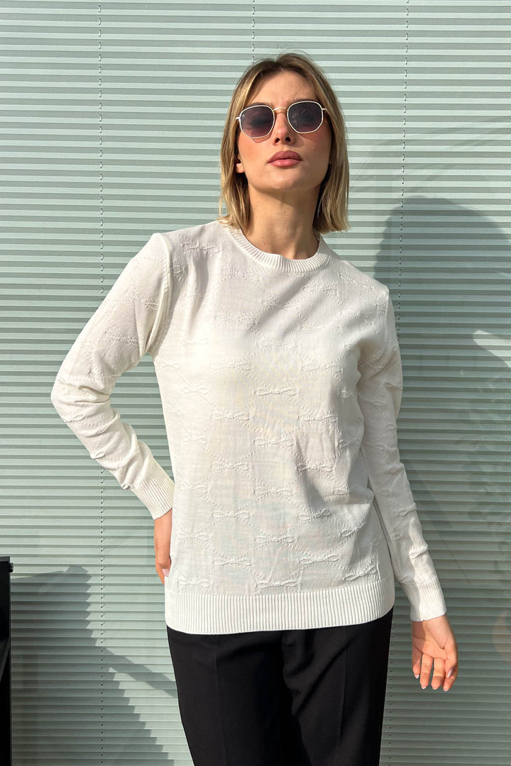 MPL Woman Bow Patterned Sweater 5192 - North Bergen