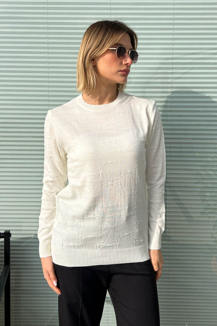 MPL Woman Bow Patterned Sweater 5192 - North Bergen