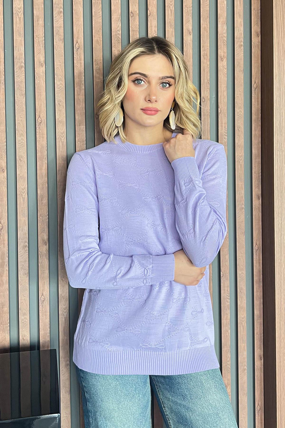 MPL Woman Bow Patterned Sweater 5192 - Royal Leamington Spa
