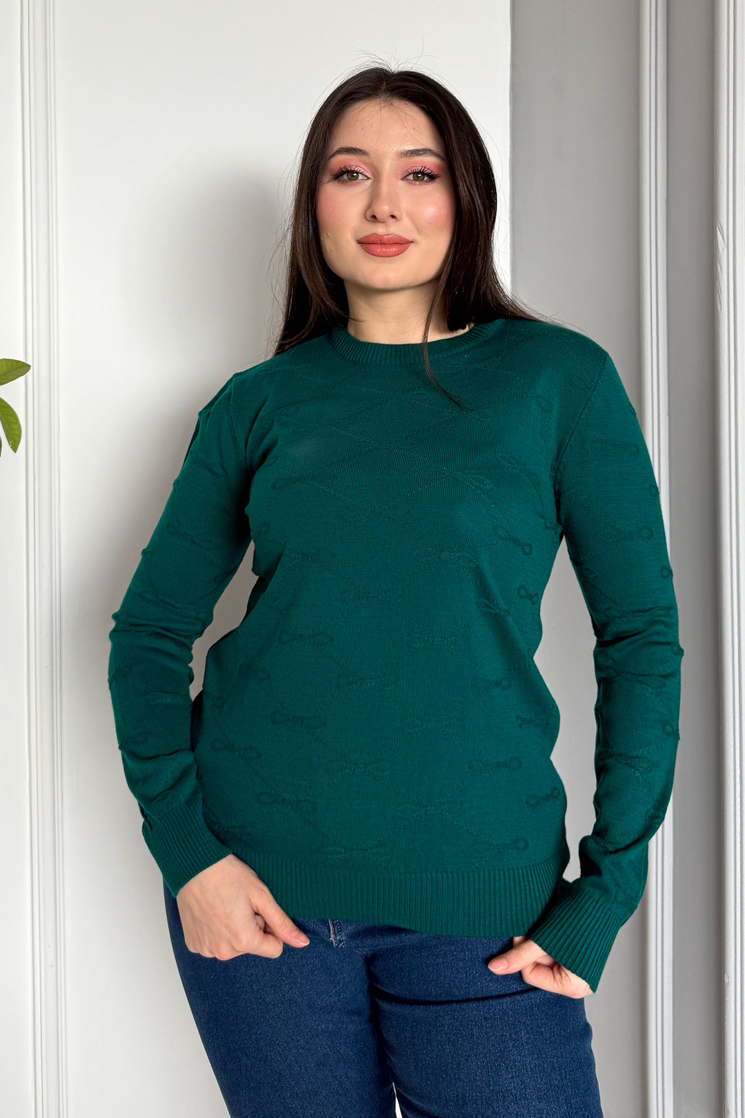 MPL Woman Bow Patterned Sweater 5192 - Wood Buffalo