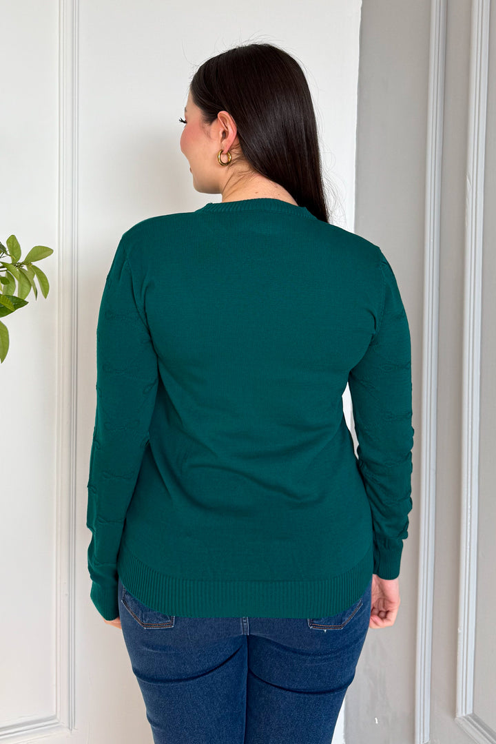 MPL Woman Bow Patterned Sweater 5192 - Wood Buffalo